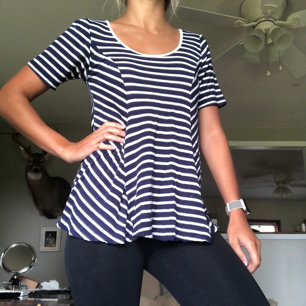 Navy and white strip shirt
